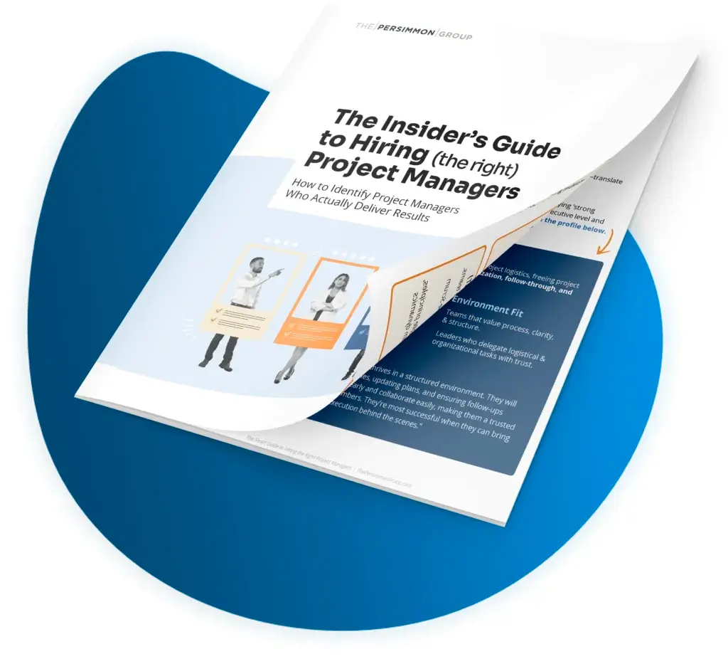 The cover of Persimmon's Guide to Hiring the Right Project Manager